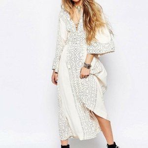 FREE PEOPLE MODERN KIMONO MIDI DRESS, PEARL COMBO